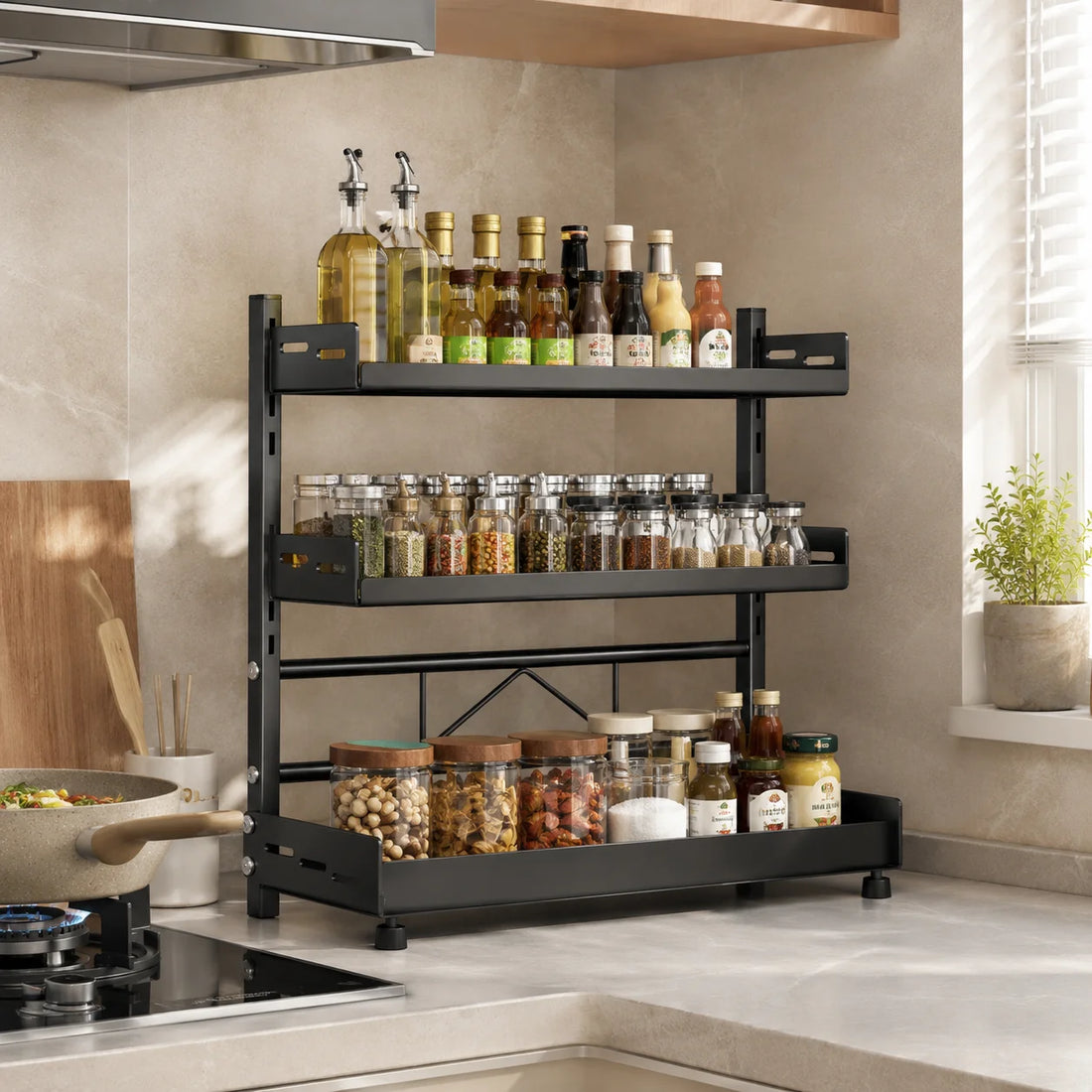 Adjustable 2/3-Tier Spice Storage Rack