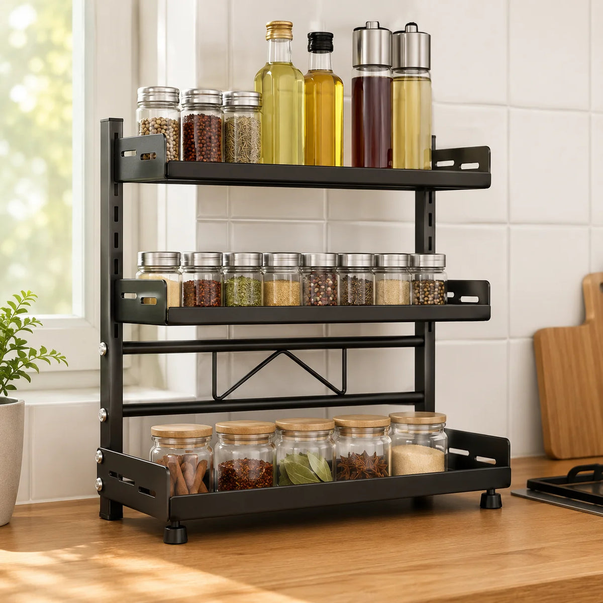 Adjustable 2/3-Tier Spice Storage Rack
