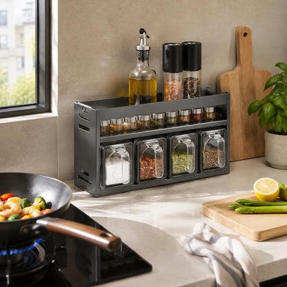 Wall-Mounted/Tabletop Spice Rack with Seasoning Boxes