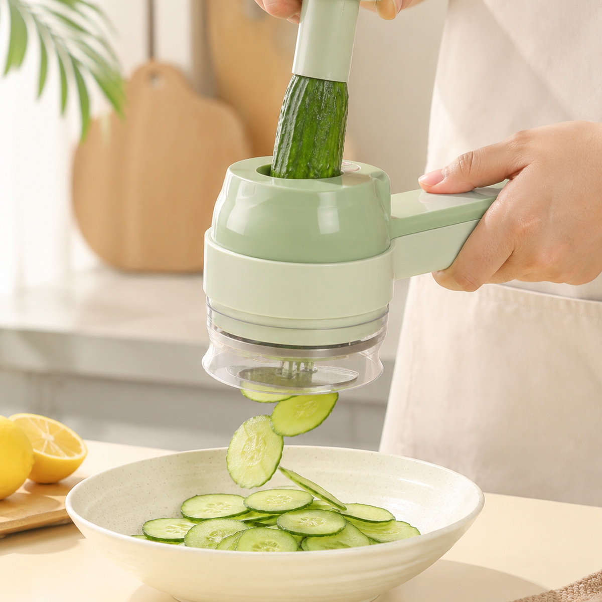 4-in-1 handheld electric vegetable cutter set for slicing and mincing